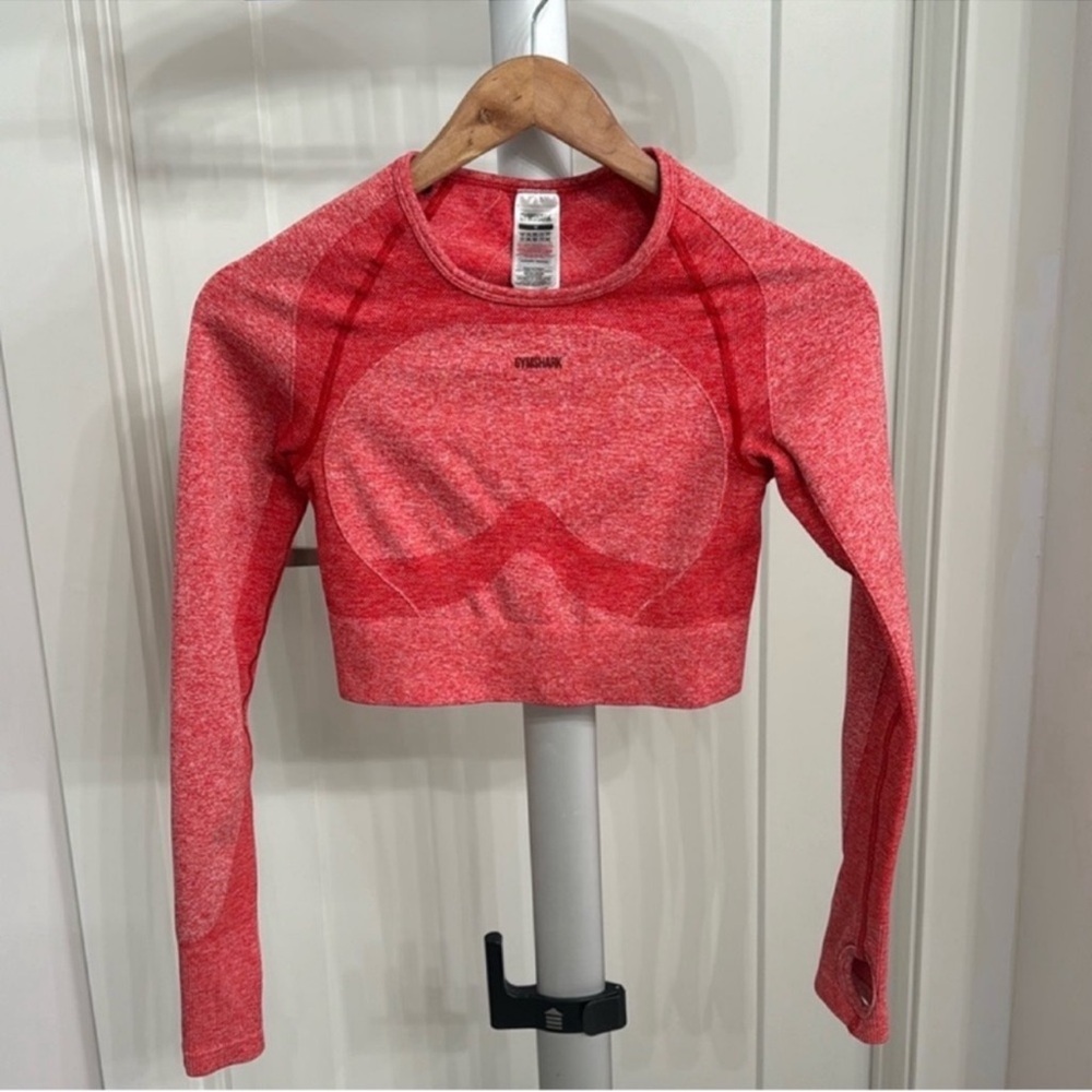 Gymshark Red/Pink Seamless Long Sleeve Crop Top